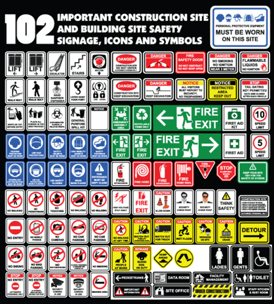 Construction, Mining, Occupational health and safety signage